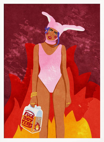 Girl On Fire | Poster - White Frame Interior