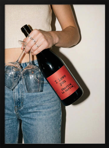 Sharing Love And Wine | Poster - Black Metal Frame Interior