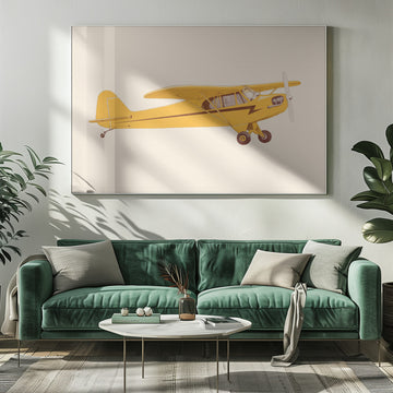 Yellow Vintage Airplane | Poster - Room Interior 1