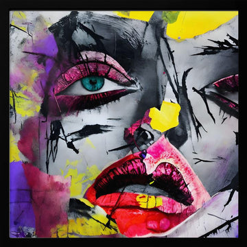 Vibrant Pop Art Woman | Poster - Black Metal Frame Interior