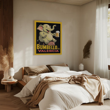 Cheerful Elephant With Beer | Canvas - Room Interior 2