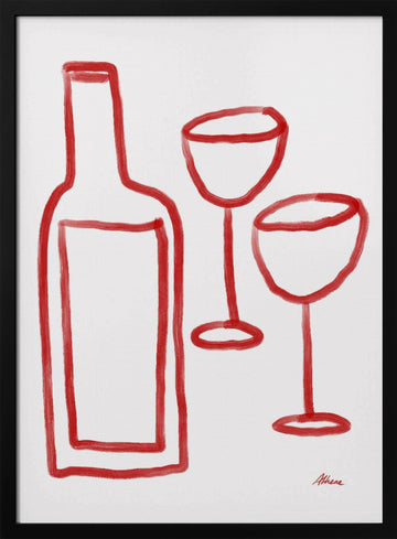 Red Wine | Poster - Black Metal Frame Interior