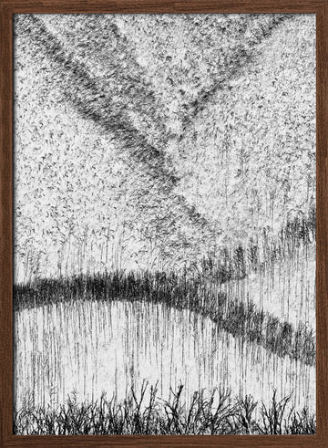 Tranquil Reed Reflections | Poster - Walnut Frame Interior