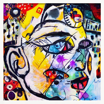 Vibrant Abstract Face | Poster - White Frame Interior