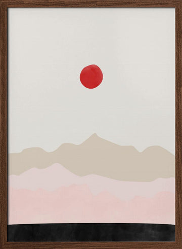 Minimalist Sun Mountains | Poster - Walnut Frame Interior