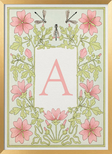 Botanical Initial A | Poster - Gold Frame Interior