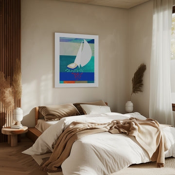 Modern Sailboat Serenity | Canvas - Room Interior 2