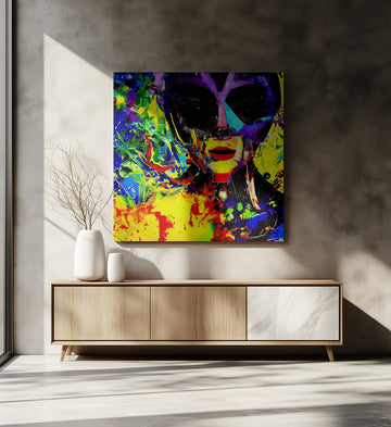 Vibrant Masked Portrait | Canvas - Room Interior 2