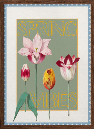 Spring Tulips Vibes | Poster - Walnut Frame Interior