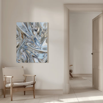Liquid Silver Flow | Canvas - Room Interior 1