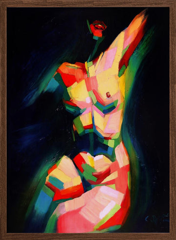 Dynamic Colorful Nude | Poster - Walnut Frame Interior