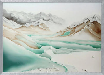 Tranquil Alpine Flow | Poster - Silver Frame Interior