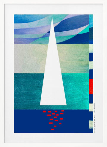 Minimalist Ocean Sail | Poster - White Frame Interior