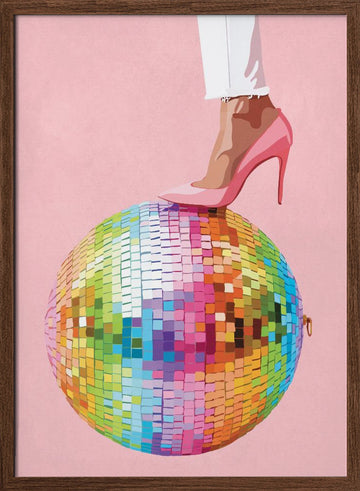 Pink Heel Disco Style | Poster - Walnut Frame Interior