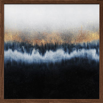 Golden Indigo Flow | Poster - Walnut Frame Interior
