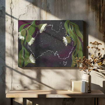Starry Australian Blossoms | Canvas - Room Interior 2
