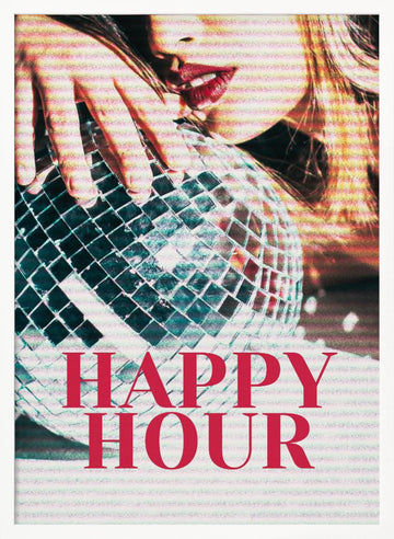Woman with a Disco Ball | Poster - White Frame Interior