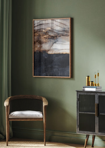 Golden Fluid Abstract | Poster - Room Interior 2