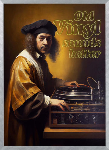 Old Vinyl Sounds Better | Poster - Silver Frame Interior