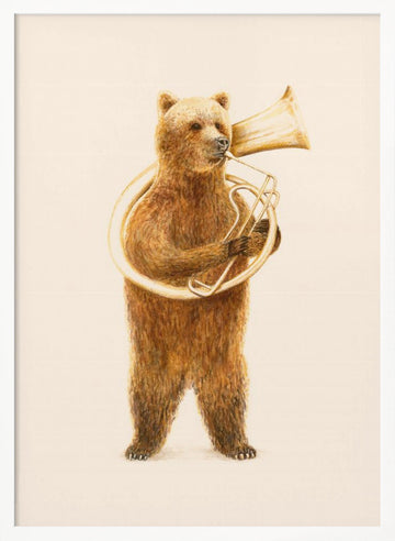Whimsical Tuba Bear | Poster - White Frame Interior