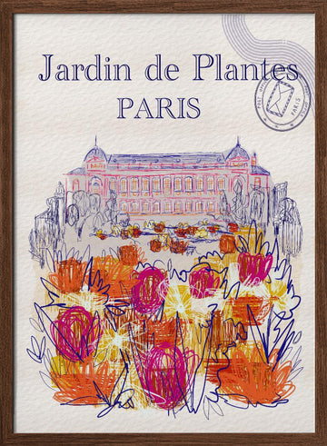 Jardin de Plantes Blooms | Poster - Walnut Frame Interior