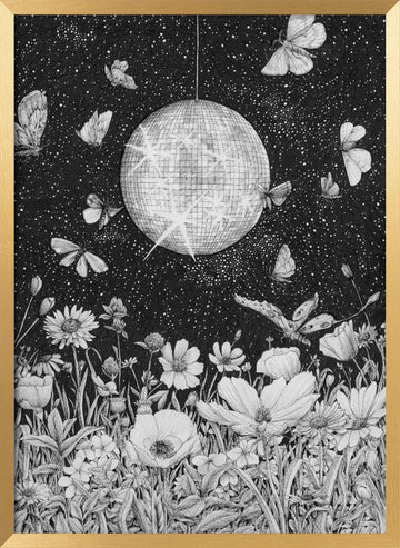 Starry Disco Garden | Poster - Gold Frame Interior