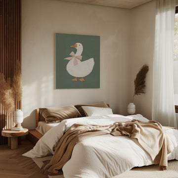 Pink Bow Goose | Canvas - Room Interior 2