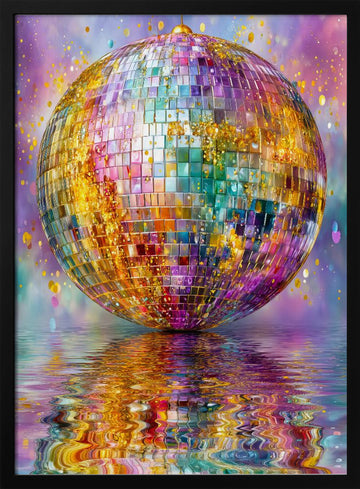 Sparkling Disco Reflections | Poster - Black Metal Frame Interior
