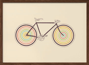 Colorful Retro Bike | Poster - Walnut Frame Interior