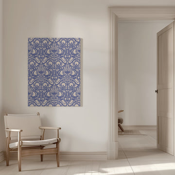 Ornate Blue Damask | Canvas - Room Interior 1