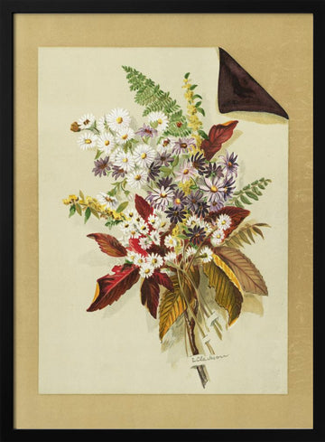 Daisies and Autumn Leaves & Ferns | Poster - Black Metal Frame Interior