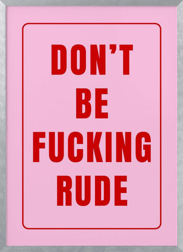 Pink Rude Statement | Poster - Silver Frame Interior