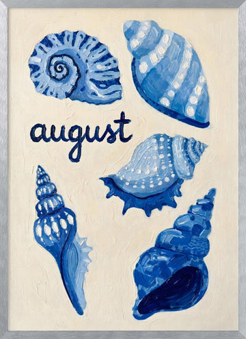 Blue August Seashells | Poster - Silver Frame Interior