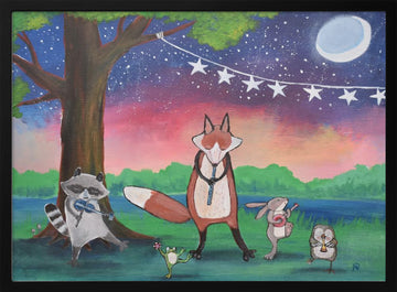 Whimsical Animal Band | Poster - Black Metal Frame Interior
