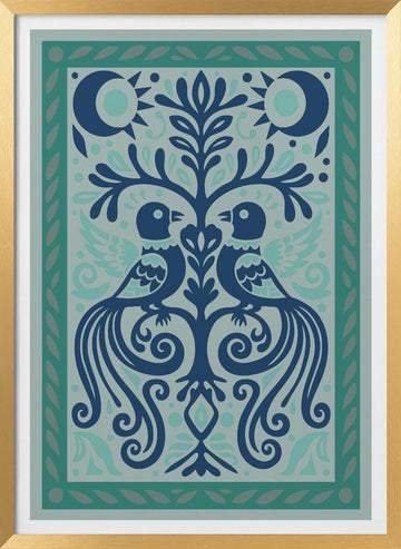 Two Birds Tree of Life | Poster - Gold Frame Interior
