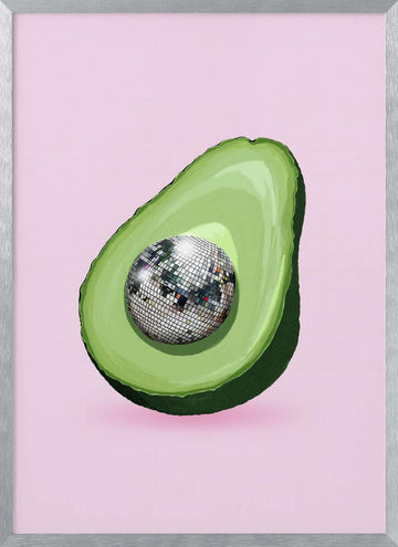 Avocado Disco Ball | Poster - Silver Frame Interior