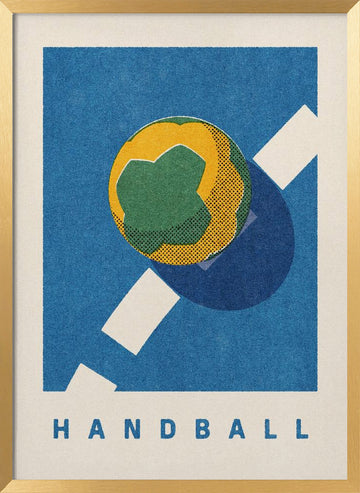 Retro Handball Action | Poster - Gold Frame Interior