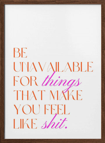 Empowering Self-Care Quote | Poster - Walnut Frame Interior