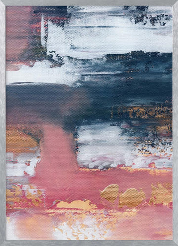 Gold Blush Abstract Layers | Poster - Silver Frame Interior