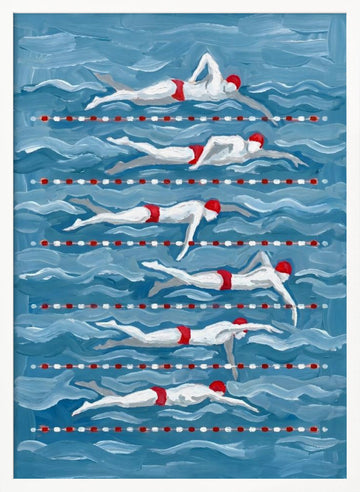 Swimmers In Motion | Poster - White Frame Interior