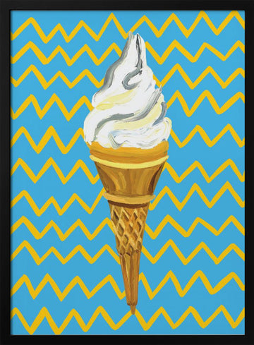 Vibrant Ice Cream Cone | Poster - Black Metal Frame Interior