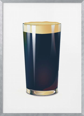 Dark Beer Pint | Poster - Silver Frame Interior