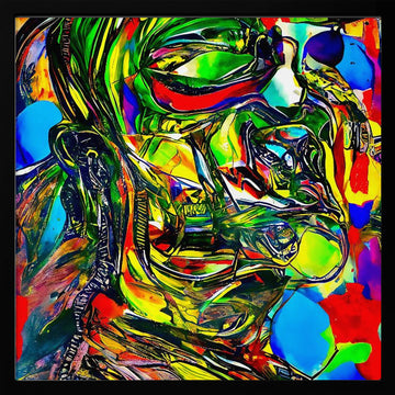 Vibrant Abstract Face | Poster - Black Metal Frame Interior