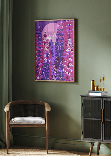 Moonlit Purple Blooms | Poster - Room Interior 2