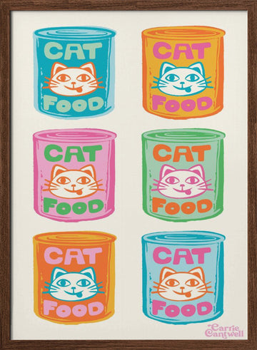 Pop Art Cat Food | Poster - Walnut Frame Interior