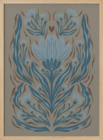 Muted Botanical Heart | Poster - Wood Frame Interior