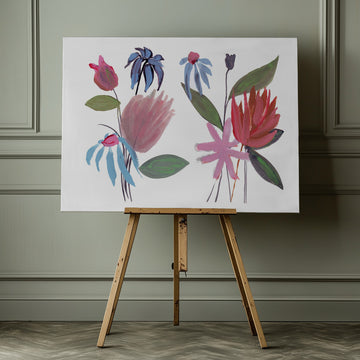 Vibrant Abstract Flowers | Canvas - Room Interior 1