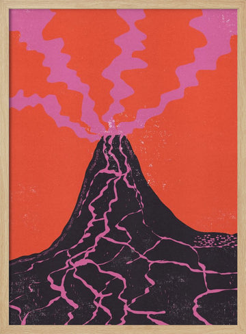 Vibrant Volcano Eruption | Poster - Wood Frame Interior
