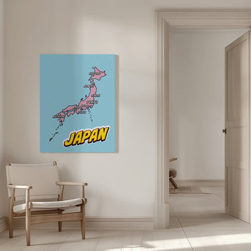 Pop Art Japan Map | Canvas - Room Interior 1