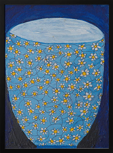 Blue Daisy Vase | Poster - Black Metal Frame Interior